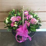 Pink &amp; Cream Basket Arrangement