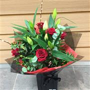 Red Rose and White Lily Handtied